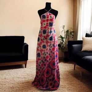 Zara Women's Tie-Dye Ramie Halter Maxi Dress